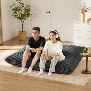 English Elm Ergonomic Oversized Corduroy Bean Bag with Washable Cover for Cozy Living Spaces W3737P423705