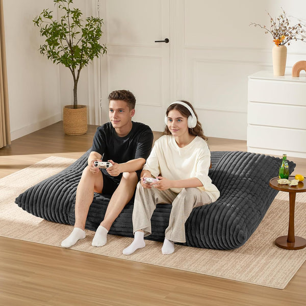 English Elm Ergonomic Oversized Corduroy Bean Bag with Washable Cover for Cozy Living Spaces W3737P423705