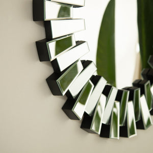 English Elm 32'' Kaltis Mirror Silver 32'' Wall-Mounted Decorative Irregular Circle PU Mirror Luxury Accent Wall Art W2615P346491