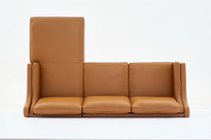 English Elm 94.5-Inch L-Shaped Genuine Leather Sectional Sofa With Right Chaise Lounge - Modern Tan Comfort W791S00021