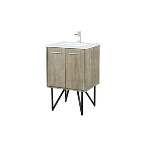 English Elm Rustic Acacia Bath Vanity 24" W X 20" D With Cultured Marble Top & Brushed Nickel Faucet Set B2731P259660-GIGA