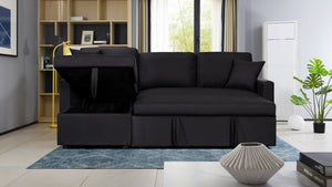 English Elm Sorrelle Linen Sleeper Sectional with Reversible Chaise and Hidden Storage Compartment B2749S00038