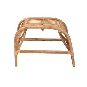 English Elm Modern Handcrafted Rattan Footstool Woven Openwork Frame Bohemian Accent Seat B2750P420361