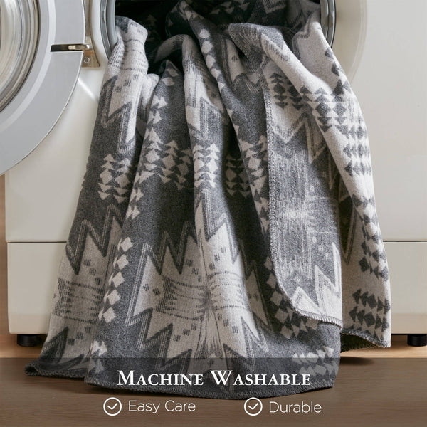 English Elm 1-piece King Jacquard Cotton Blend Blanket Aztec Woven Soft Breathable Bedroom Layer Grey B035P437489