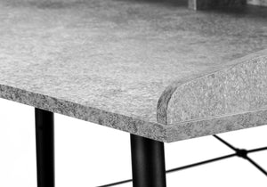 English Elm Computer Desk - Modern Grey Stone Laminate With Black Metal Frame, Stylish Home Office Workspace B2710P219826