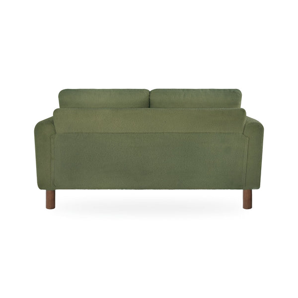 English Elm Comfy Mid-century Modern Loveseat with Walnut Legs Teddy Fabric 2-seat Small Space Sofa Green W2308P463602