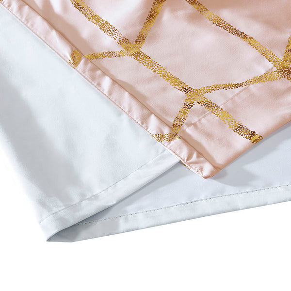 JLA Home Intelligent Design - Total Metallic Print Grommet Curtain Panel with 100% Blackout Foamback, Insulating Silver Geometric Design Blush/Gold ID40-1616