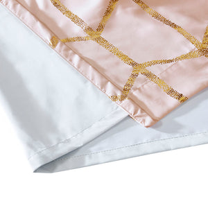 JLA Home Intelligent Design - Total Metallic Geometric Blackout Curtain Panel with 3‑Pass Foam Backing for Privacy, Insulation, Style Blush/Gold ID40-1406