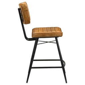 English Elm Senko Leather Channel Tufted Counter Stools with Iron Frame for Bar or Kitchen Set of 2 Brown B062P447996
