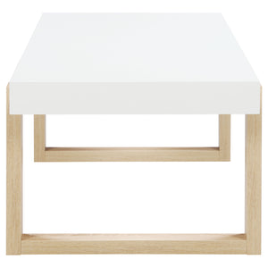 English Elm Fletcher Gloss White Lacquer Coffee and End Table Set for Modern Living Rooms B062S01625