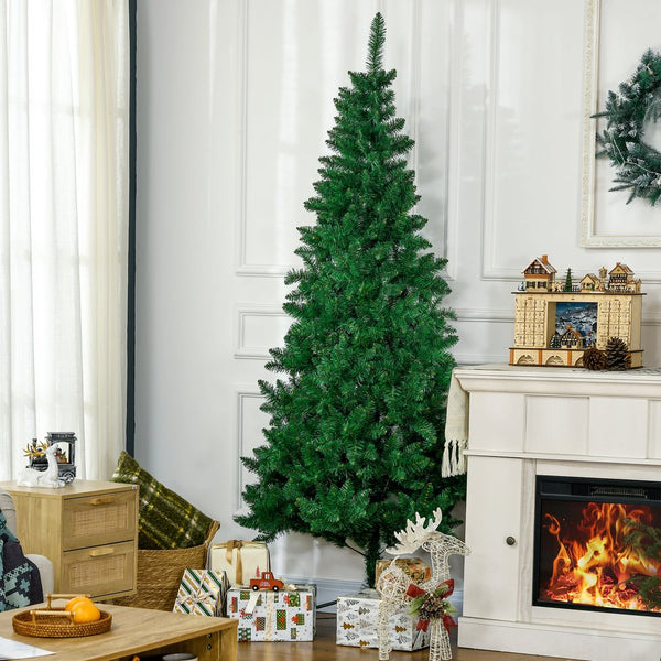 English Elm Homcom 7Ft Half Artificial Christmas Tree - Space-Saving Holiday Décor With 520 Lifelike Branches W2225P229610