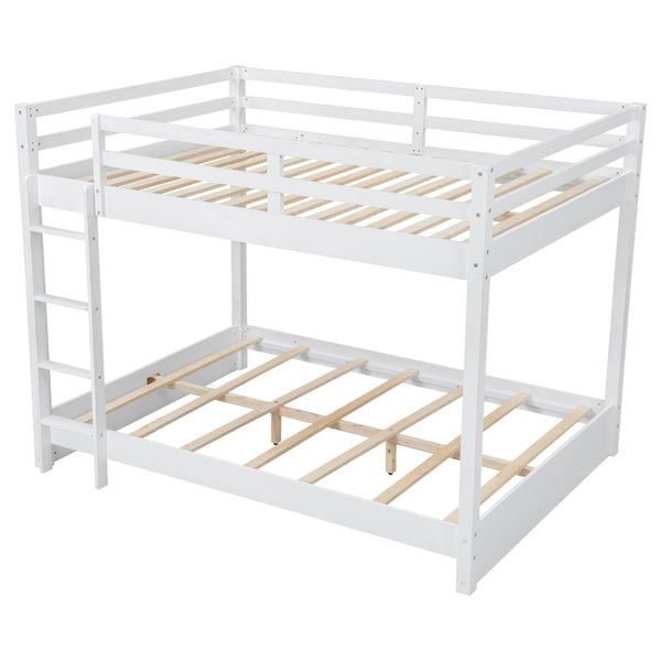 English Elm Wood Queen Size Bunk Bed With Ladder - Sturdy, Space-Saving Design For Modern Bedrooms & Guests N7090004007K-GIGA