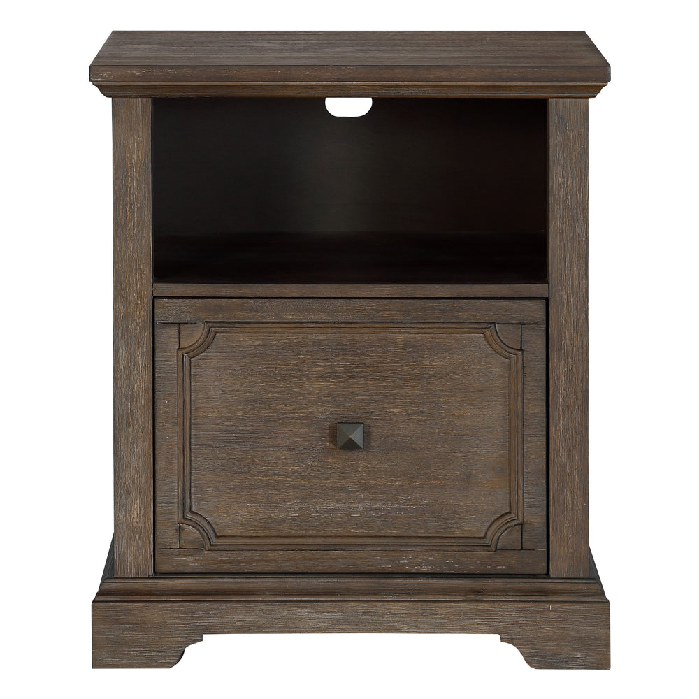 English Elm Dark Oak Toulon File Cabinet with Drawer, Open Shelf & Casters – Distressed Acacia Veneer, French Provincial Finish B011P363838
