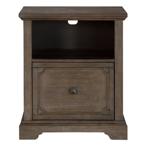 English Elm Dark Oak Toulon File Cabinet with Drawer, Open Shelf & Casters – Distressed Acacia Veneer, French Provincial Finish B011P363838