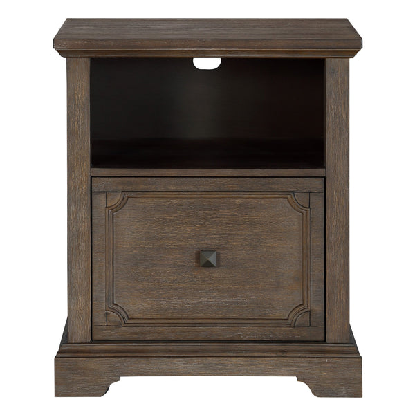 English Elm Dark Oak Toulon File Cabinet with Drawer, Open Shelf & Casters – Distressed Acacia Veneer, French Provincial Finish B011P363838