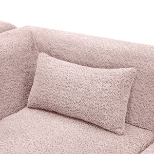 English Elm Upholstered Boucle Sofa with Lumbar Pillow Pocket Spring Seating for Living Room Pink N719P250551P