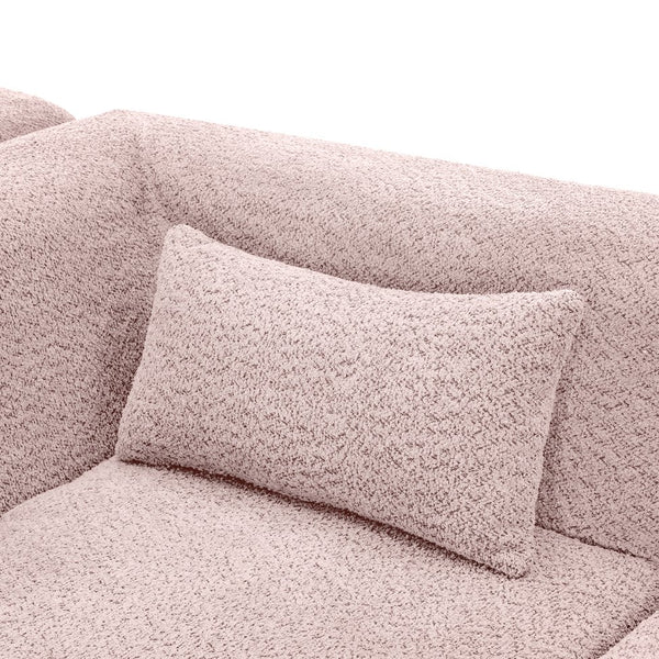 English Elm Upholstered Boucle Sofa with Lumbar Pillow Pocket Spring Seating for Living Room Pink N719P250551P