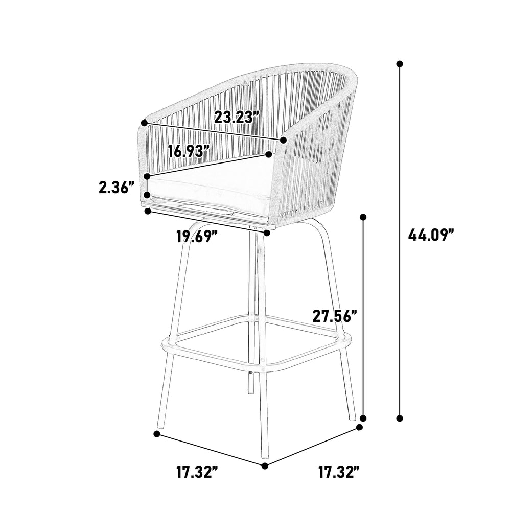 English Elm Outdoor Bar Stools Set Of 4 - Weather-Resistant Rattan Chairs With Armrests For Patio & Poolside Fun W640P256796