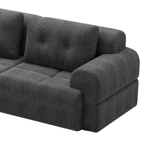 English Elm Modular Sectional Sofa with Chaise Full Foam Build Woven Fabric for Living Room Dark Grey W2379S00007