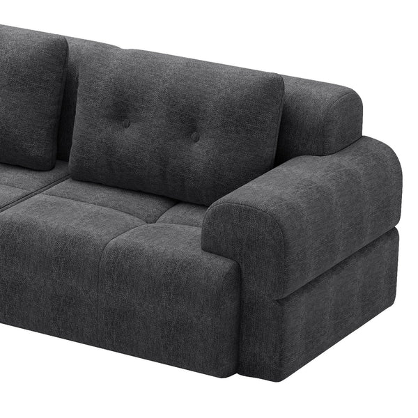 English Elm Modular Sectional Sofa with Chaise Full Foam Build Woven Fabric for Living Room Dark Grey W2379S00007