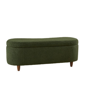 English Elm Boucle Flip Top Storage Bench with Elm Legs – 400 lb Capacity, Plush Polyester Upholstery, 48" Wide Green 48.5 L x 17 W x 15 H B035P262676