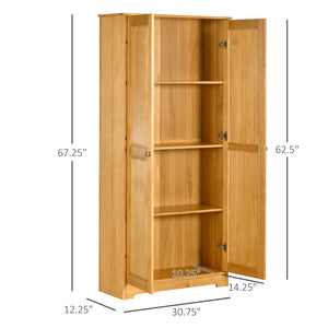 English Elm Homcom 67" Pinewood Pantry Cabinet With Adjustable Shelves & Soft-Close Doors For Kitchen Storage W2225P229422
