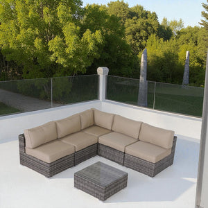 English Elm Fully Assembled 4-Piece Wicker Patio Set With Weather-Resistant Cushions For Ultimate Comfort B120S00255