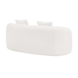 English Elm White Curved Loveseat Sofa — Cream Compact 2-Pillow No-Assembly Couch, Ergonomic Foam & Spring Comfort W3612P332124