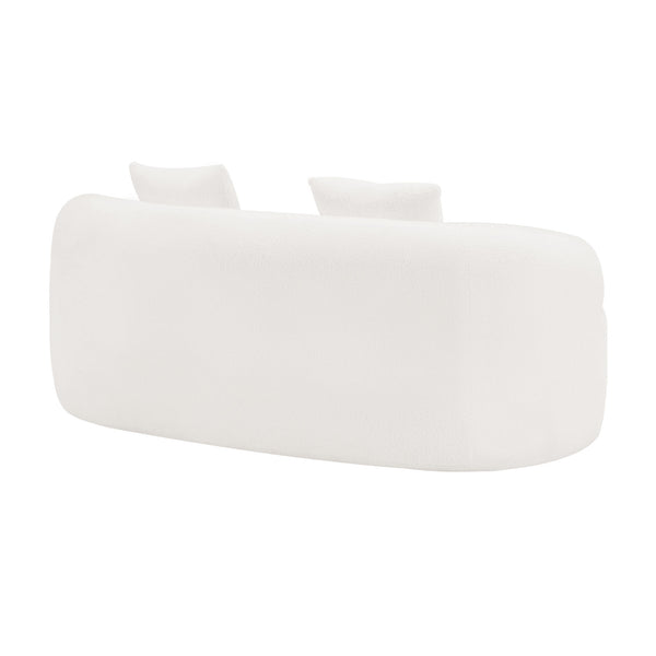 English Elm White Curved Loveseat Sofa — Cream Compact 2-Pillow No-Assembly Couch, Ergonomic Foam & Spring Comfort W3612P332124