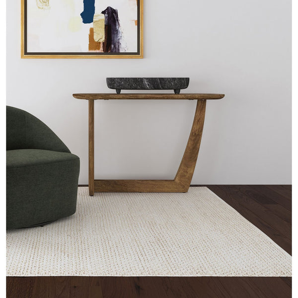 English Elm Alamitos Sculptural Brown Oval Mango Wood Console Table with L‑Legs — Elegant Entryway Statement Piece B062P299786