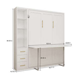 English Elm Diy Queen Murphy Bed with Integrated Workspace Desk for Studio and Home Office W5290S00005