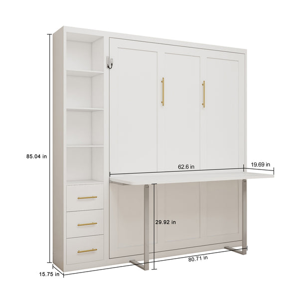 English Elm Diy Queen Murphy Bed with Integrated Workspace Desk for Studio and Home Office W5290S00005