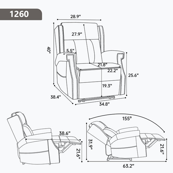 English Elm Emon's Overstuffed Chenille Power Lift Recliner with Massage Heat and Charging Ports Beige W1803S00086