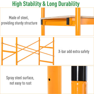 English Elm Homcom Rolling Steel Scaffold 4 Step Platform 440 Lb Anti-skid Indoor Outdoor W2225P217272