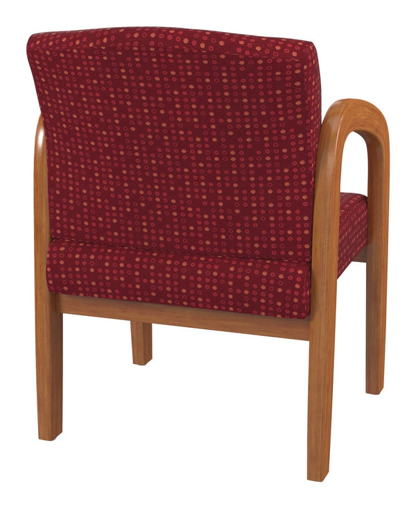OSP Home Furnishings Medium Oak Wood Visitor Chair with Lumbar Support Taupe Upholstery for Office Waiting Ruby WD380-K114