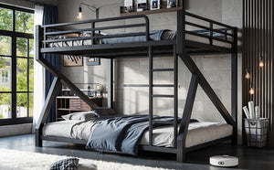 English Elm Twin Xl Over Queen Metal Bunk Bed Low Profile Steel Frame for Guest Rooms W5305S00034