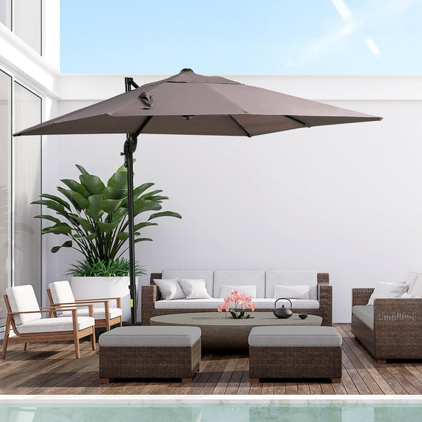 English Elm Outsunny 8Ft Cantilever Patio Umbrella With 360° Rotation, Adjustable Tilt, And Durable Design W2225P174152-GIGA