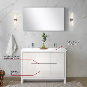 English Elm White Double Bath Vanity Set With Quartz Top, Chrome Faucet & Full-Length Mirror - 52 In. W B2731S01713-GIGA
