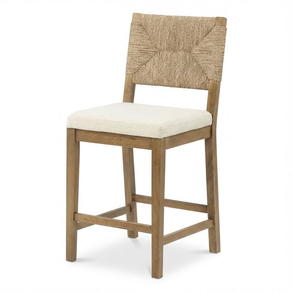 English Elm Bohemian Woven Back Counter Stools Set of 2 with Solid Wood Frame for Kitchen Island B011P474546