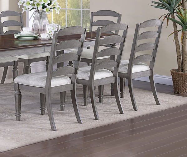 English Elm Beautiful Contemporary 9pc Dining Set with Leaf Extension, Tapered Carved Legs & Contrasting Top for Elegant Entertaining Cherry,LIGHT GREY 76.25 L x 45.75 W x 8 H B011S01623