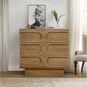English Elm Modern Rubberwood Sideboard with Carved Oval Drawer Fronts Sand Washed Oak Finish B011P474820