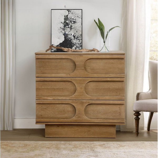 English Elm Modern Rubberwood Sideboard with Carved Oval Drawer Fronts Sand Washed Oak Finish B011P474820