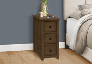 English Elm Accent Table For Small Spaces - Espresso Veneer Nightstand With 3 Storage Drawers & Modern Design B2710P219468