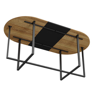 English Elm Sn-ovt200-8-wdbk Oval Dining Table Oak and Black Two-tone Modern Mdf Top Metal Base W3875P372904