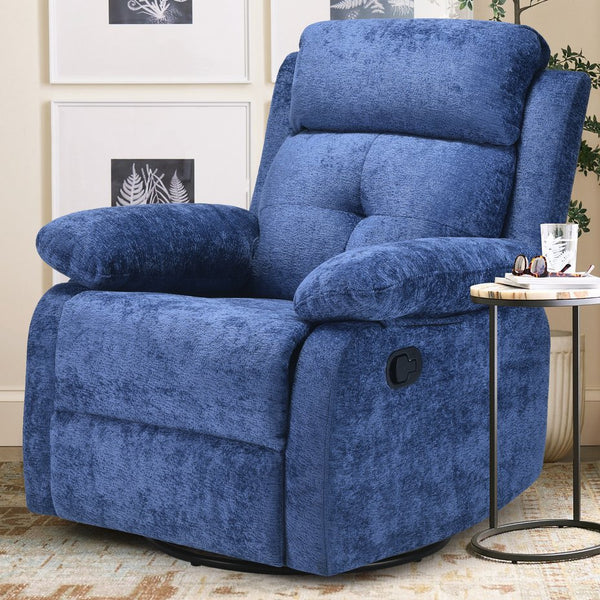 English Elm Small Swivel Rocker Recliner Compact Upholstered Accent Chair for Bedroom T3623P434287