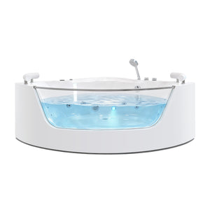 English Elm Korra Two Person Corner Whirlpool Tub Acrylic 16 Jet Spa with Heater and Chromotherapy W5619P449939