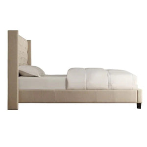 Homelegance By Top-Line Thorin Wingback Button Tufted Bed Beige Linen