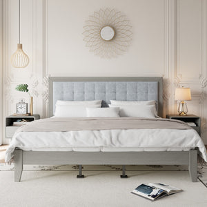 Christopher Knight Home® - Noble House - - Solid Wood Platform Upholstered Headboard King Bed