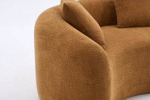 English Elm LY-042 Zen-Inspired S-Curved Dual-Depth Loveseat with Chenille Upholstery, Ready-to-Use Comfort Orange W2231P329720