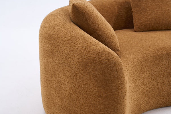 English Elm LY-042 Zen-Inspired S-Curved Dual-Depth Loveseat with Chenille Upholstery, Ready-to-Use Comfort Orange W2231P329720